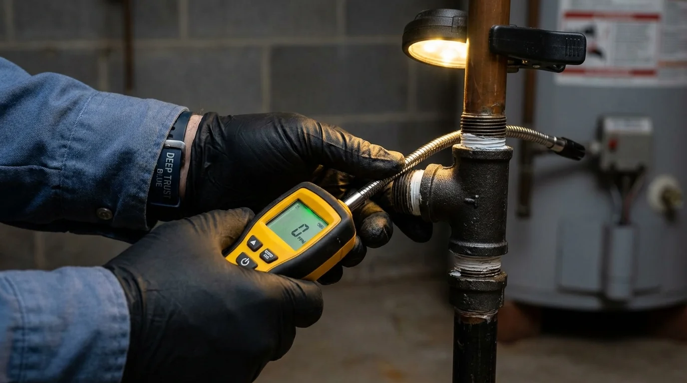 Gas leak detection with electronic sniffer by Johns Plumbing LLC in Westlake Village
