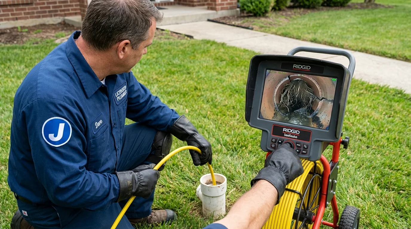 Sewer camera inspection being performed by Johns Plumbing LLC in Westlake Village