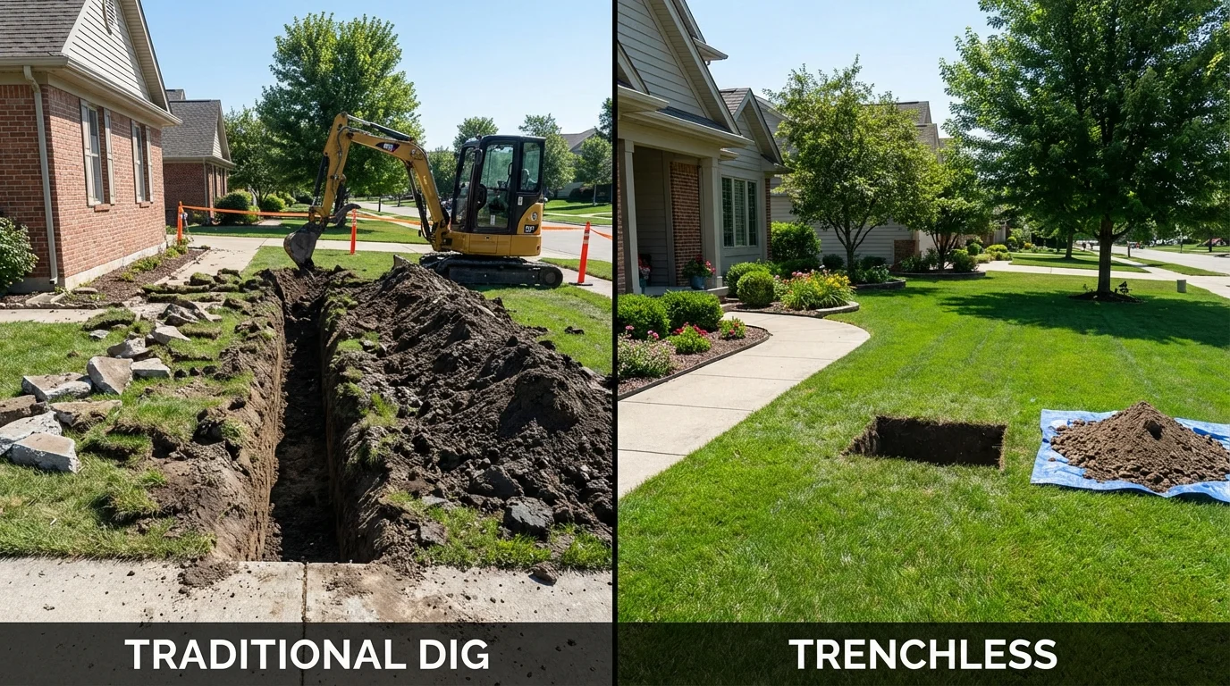 Trenchless sewer repair with minimal yard damage versus traditional excavation in Westlake Village, CA